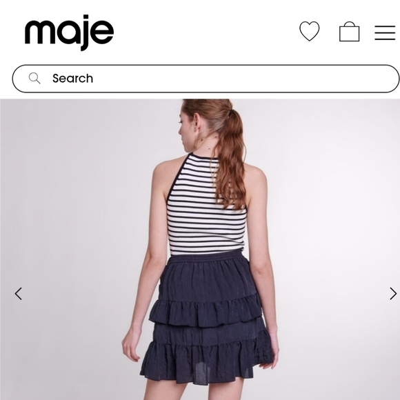Maje Paris Black Ruffled Frill Mini Skirt with side Zip - size 34 NWT - Picture 3 of 9